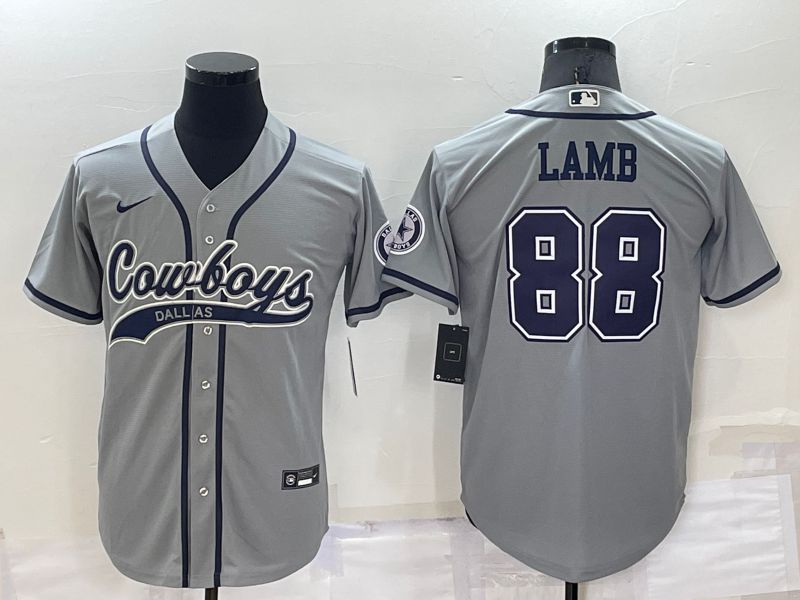 Men Dallas Cowboys #88 Lamb Grey Nike Co branded Jersey->dallas cowboys->NFL Jersey